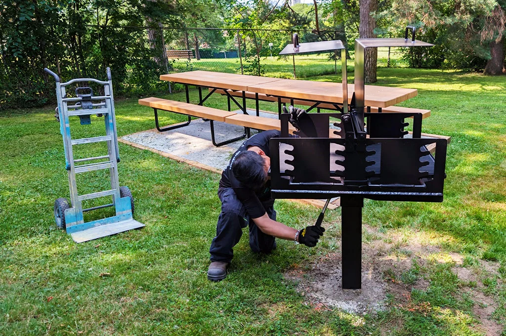 Outdoor Double Park BBQ Installation Custom BBQ Stand Installation